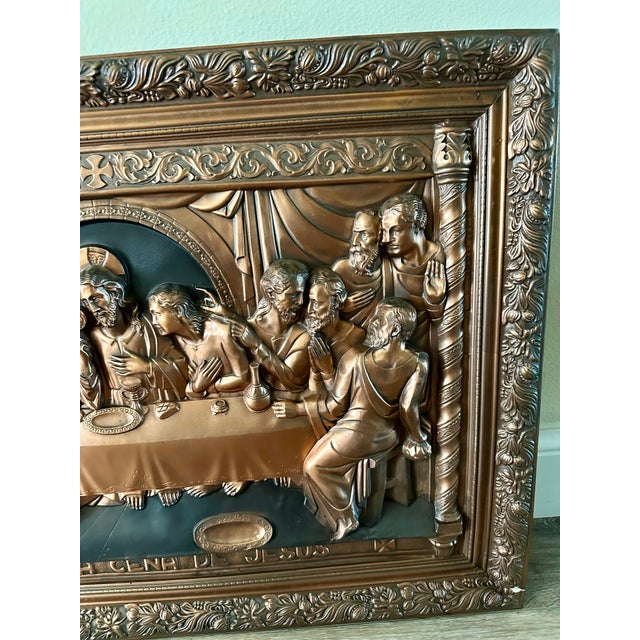 Vintage Mid-Late 20th Century the Last Supper 3d Copper Look Wall Art For Sale In Orlando - Image 6 of 11