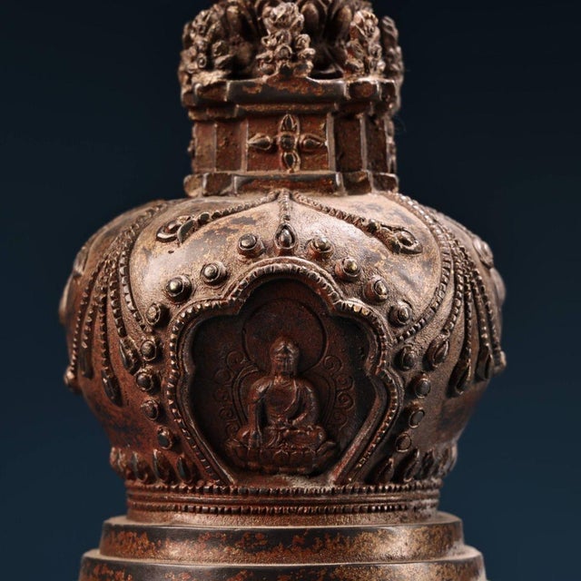 Late 19th Century Gilt Copper Tibetan Buddhist Stupa, 1.6kg For Sale In Los Angeles - Image 6 of 9