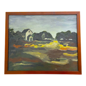 Mid 20th Century Vintage Mid-Century Expressionist Landscape Painting Signed G. Bronson, Framed