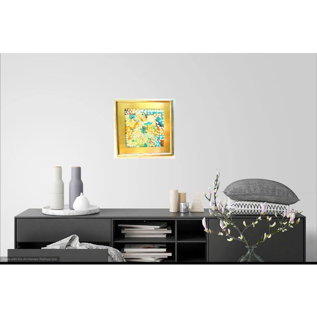 Martha Holden “Abstract Turquoise and Yellow" Contemporary Oil Painting For Sale - Image 4 of 9