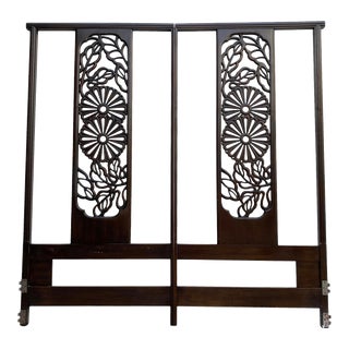 Bert England Orientation Group Carved Mahogany Tall King Headboard For Sale