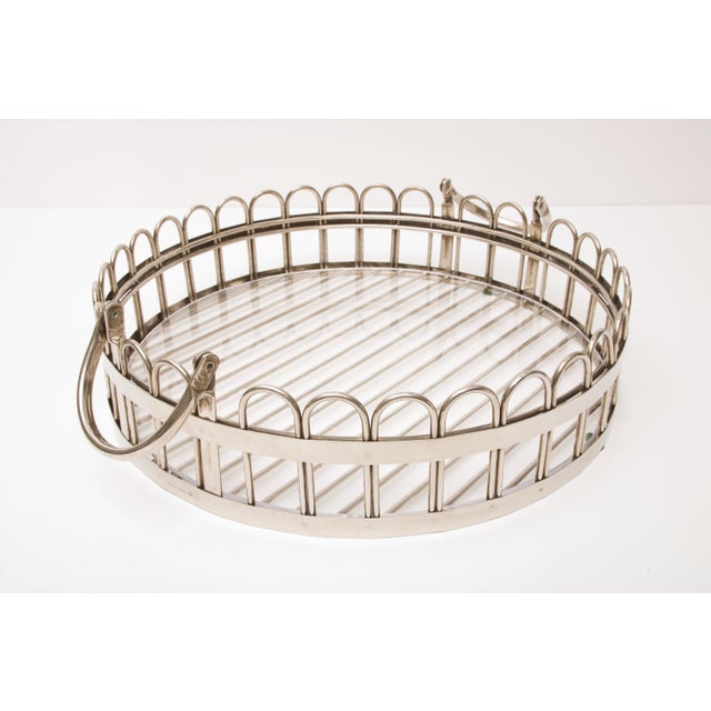 Godinger SilverPlated Round Serving Tray With Lucite Inset, 20th