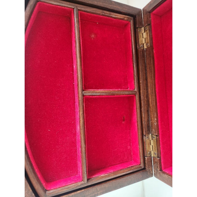 Wood 1970s Solid Walnut Jewelry Box With Key For Sale - Image 7 of 11