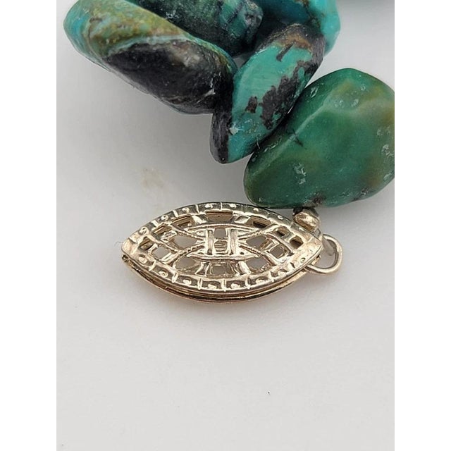 Blue Vintage Gorgeous all natural chunks of Turquoise Nuggets Bracelet. 7 Inch Long. For Sale - Image 8 of 11