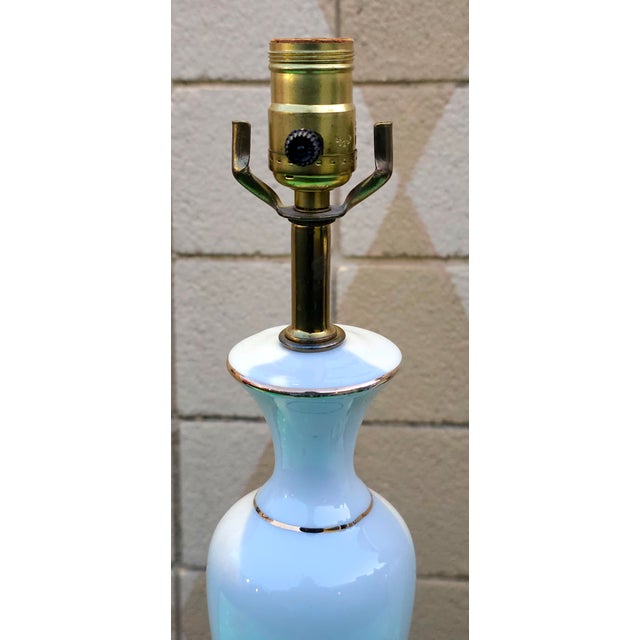 French Pair of Mid-Century French Opaline Table Lamps For Sale - Image 3 of 9