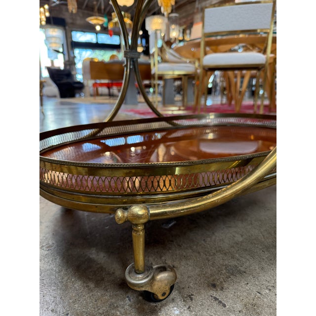 Metal Italian Brass and Lacquered Bar Cart, 1950s For Sale - Image 7 of 9