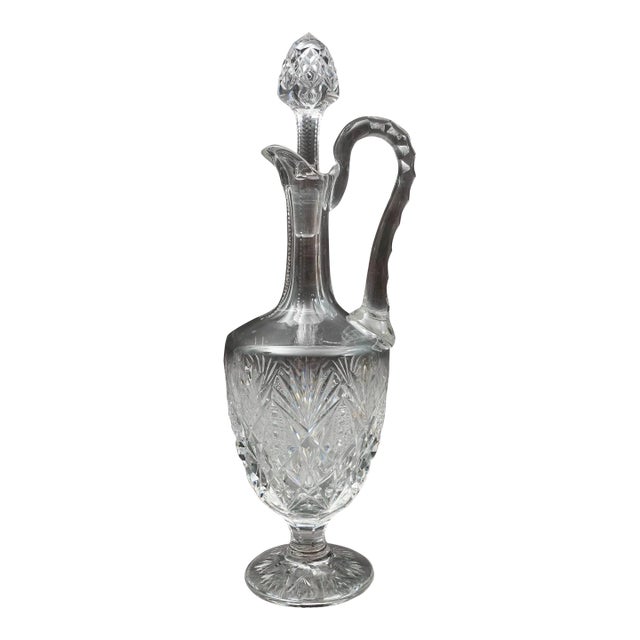 Mid 20th Century St. Louis France Florence Pineapple Cut Crystal Wine Decanter With Stopper For Sale