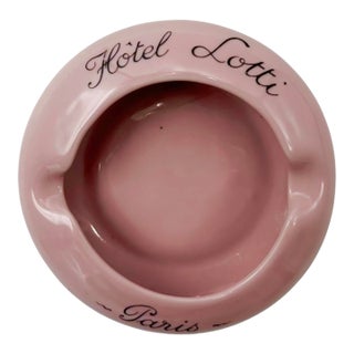 Vintage Hotel Lotti Paris France Pink Ceramic Ashtray Catchall Dish For Sale