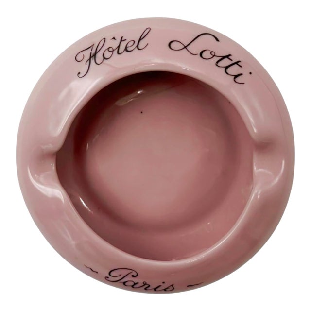 Vintage Hotel Lotti Paris France Pink Ceramic Ashtray Catchall Dish For Sale