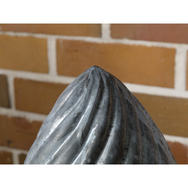 French 1920s Zinc Pinecone Shaped Decorative Element on Circular Lucite Base For Sale In Atlanta - Image 6 of 10