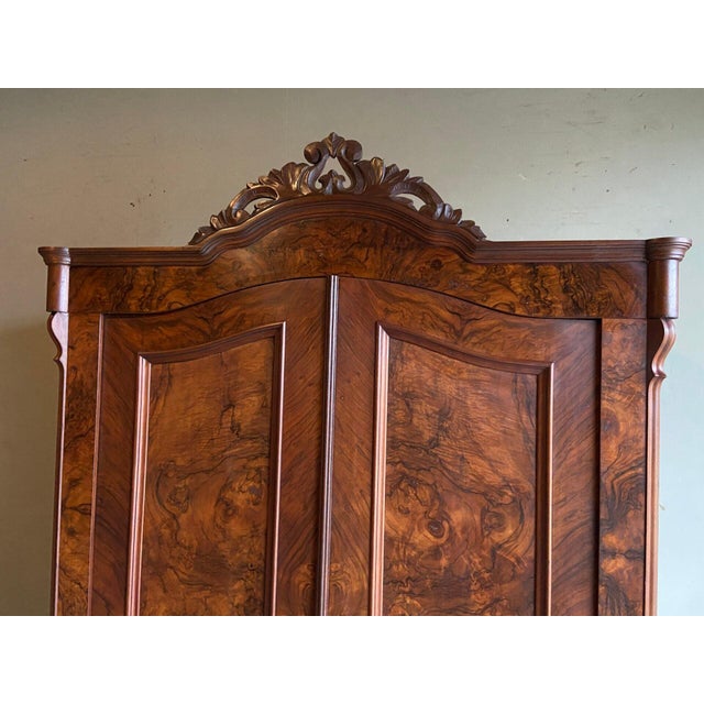 19th Century Walnut Crested Cupboard For Sale - Image 3 of 9