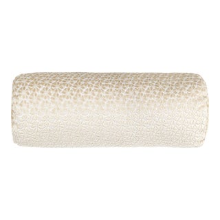 The House Of Scalamandré Petal Velvet Bolster Pillow In Ivory For Sale