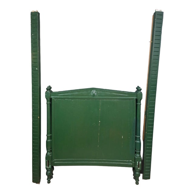 Directoire Bed in Green Painted Wood For Sale