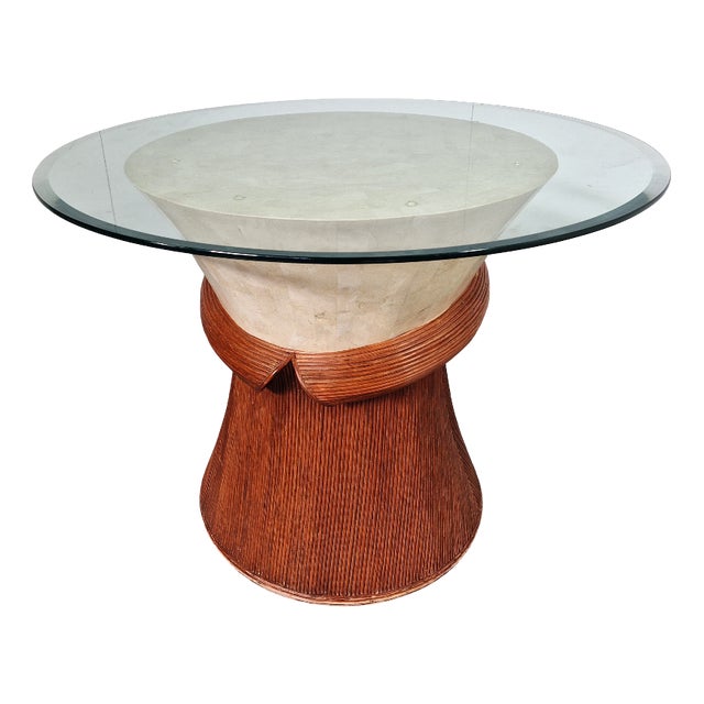 Vintage Dining Table in Stone and Pencil Reed, 1970s For Sale