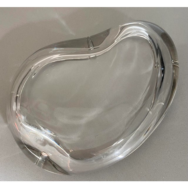 Glass Mid 20th Century Large Glass Kidney Shaped Ashtray For Sale - Image 7 of 8