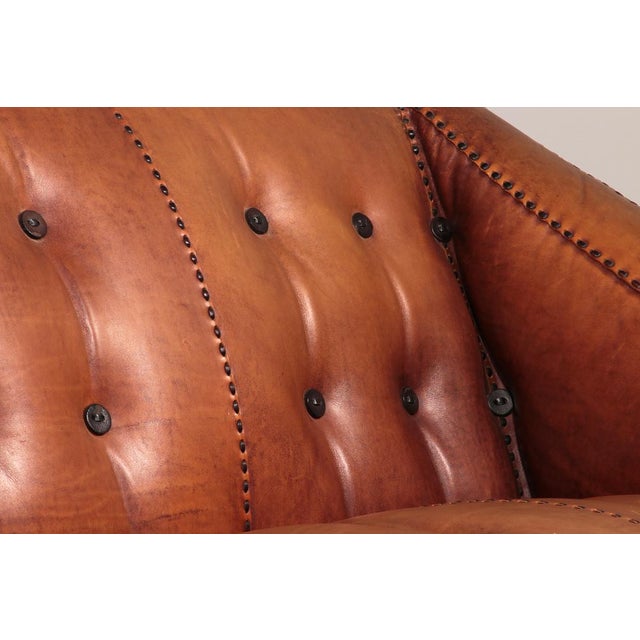 Italian Brutalist Leather Loveseat Sculptural Two-Seater, 1970s For Sale - Image 9 of 13