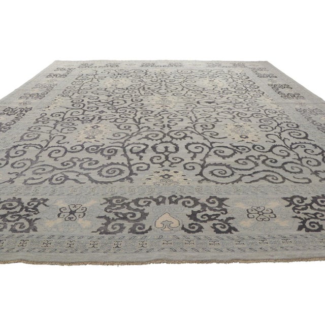 Modern Vintage Baby Blue Pakistani Rug, 11’07 X 14'05 For Sale - Image 3 of 9