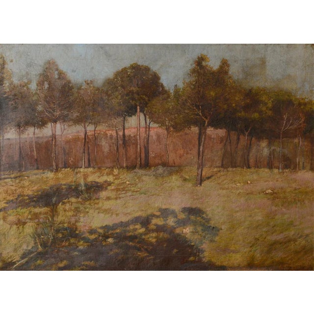 Golden Landscape with Distant Settlement, Reminiscent of Orange Road, Tarpon Springs, 1890s, Oil on Canvas For Sale - Image 8 of 8