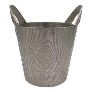 Vintage Faux Bois Metal Ice Bucket, Wine Chiller, or Planter For Sale