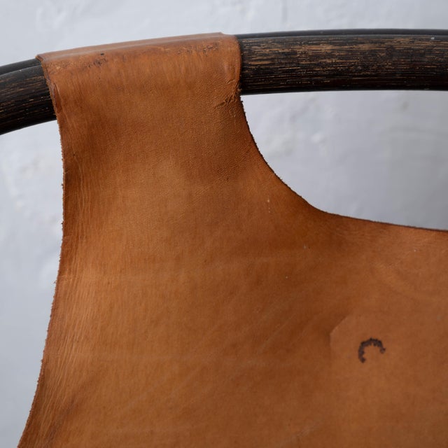Italian Bamboo and Leather Lounge Chair, 1960s For Sale - Image 17 of 18