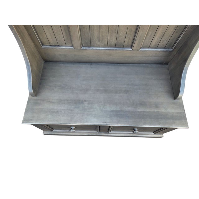 Ethan Allen Logan Hall Tree Seat New Country Bench Coat Rack Trunk Mirror Grey For Sale In Philadelphia - Image 6 of 15