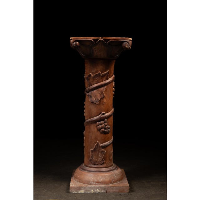 Late 20th Century Carved Wooden Grape-and-Vine Pedestal Stand For Sale - Image 4 of 7
