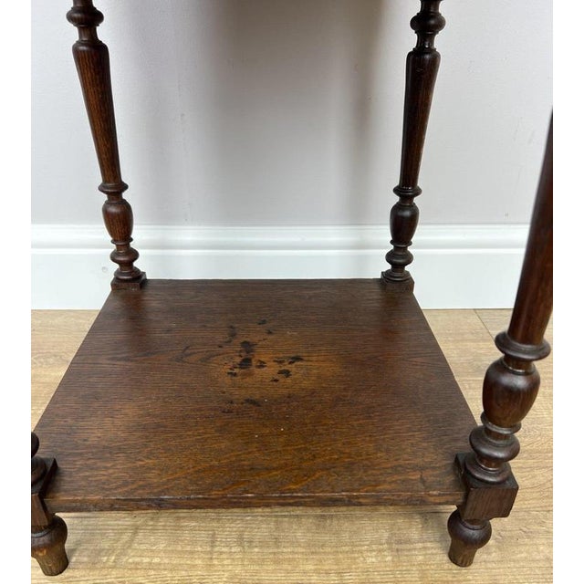 Antique French Oak Bedside Table with Marble Top For Sale - Image 9 of 16