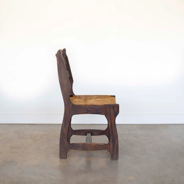 1940s 1940s French Oak Dining Chairs in the Style of Guillerme & Chambron - Set of 6 For Sale - Image 5 of 12