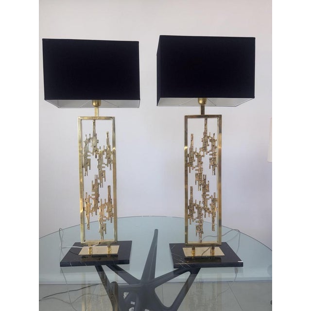 Black Brass and Marble Table Lamps, 1980s, Set of 2 For Sale - Image 8 of 12
