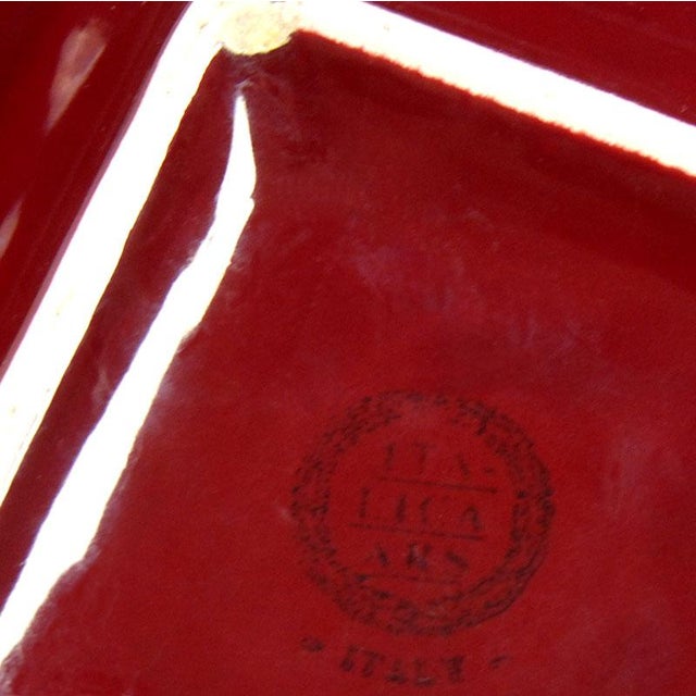 Italian Burgundy Glazed Ceramic Dish from Italica Ars, 1970s For Sale - Image 9 of 10