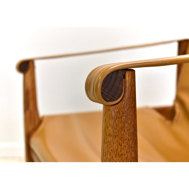 Camel 1960s Safari Chair for Brown Saltman Attributed to Douglas Heaslett For Sale - Image 8 of 12