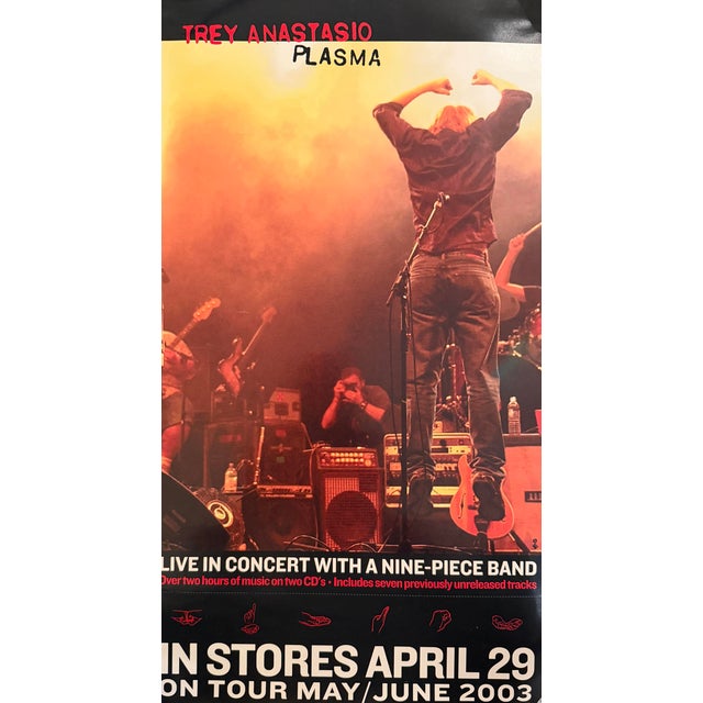 Promotional poster for Trey Anastasio’s live album Plasma, released in 2003. Featuring a dynamic concert photograph of...