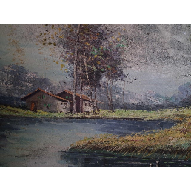 Mid-20th Century Italian River Landscape Oil Painting Signed Berti For Sale - Image 4 of 8
