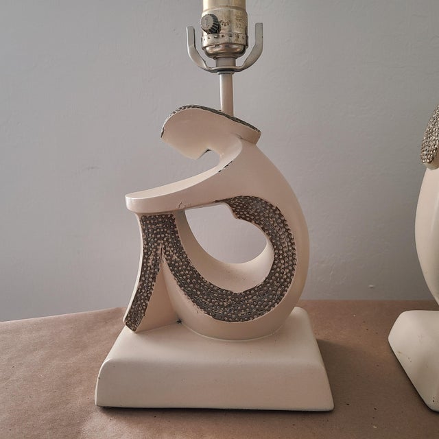 Sculpture Materials 1950's Mid-Century Modern Set of Three Table Lamps by f.a.i.p. Style of Weinberg For Sale - Image 7 of 9