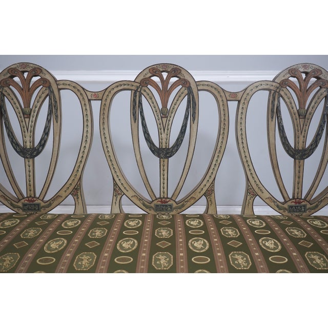 Adams Style Paint Decorated Triple Back Settee For Sale - Image 12 of 18