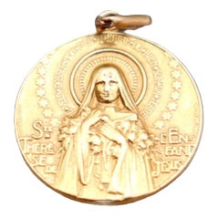 Saint Teresa 19.2k Gold Pendant For Sale