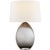 Modern Chapman & Myers for Visual Comfort Signature Myla Medium Wide Table Lamp in Smoked Glass with Linen Shade For Sale - Image 3 of 5