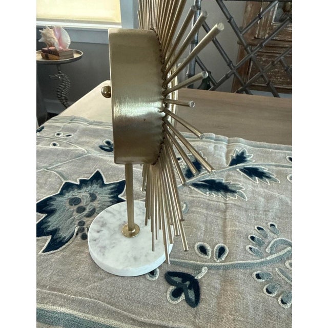 Mid-Century Modern Sunburst Table Clock With Marble Base For Sale In Jacksonville, FL - Image 6 of 6