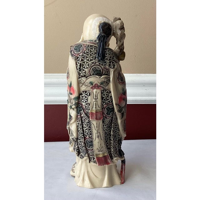 Plastic Vintage Chinese Large Resin God of Longevity (Shoulao) Statue For Sale - Image 7 of 11