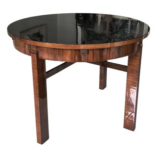 Art Deco Extendable Table with Piano Black Lacquered Top, 1930s For Sale