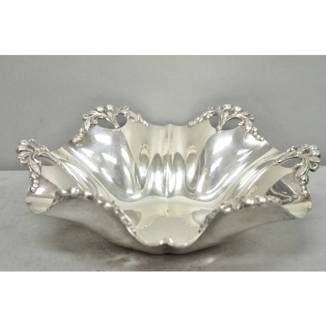 Vintage Victorian Silver Plated Scalloped Candy Dish Fruit Bowl Berry Design For Sale - Image 17 of 17