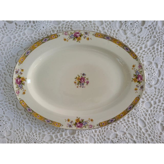 Ceramic 1940s Large Floral Platter by the Edwin M Knowles China Company For Sale - Image 7 of 7