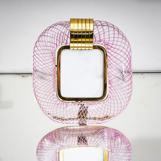 Mid 20th Century Pair of Pink Murano Glass Table Frames, Italy, Probably Mid-20th Century For Sale - Image 5 of 9