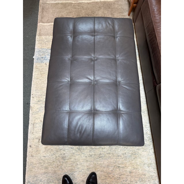 Arhaus Kent Leather Ottoman With Lower Trays For Sale - Image 11 of 14