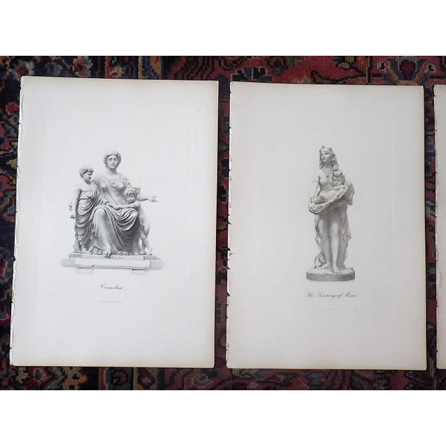 This set of three (3) antique mid to late 19th century folio size steel engravings depict statues of young women and...