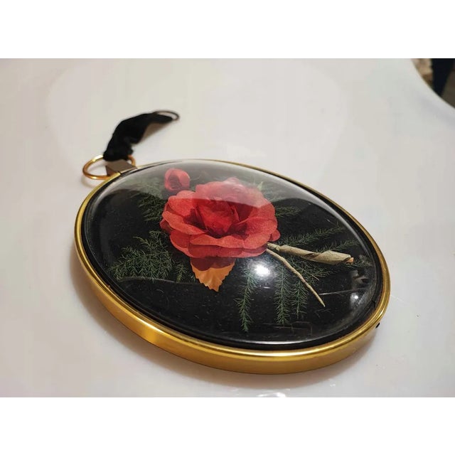 Picture behind convex glass, flowers, vintage 1960s-1970s, Dimensions: height, measured without handle: 18.5 cm, width:...