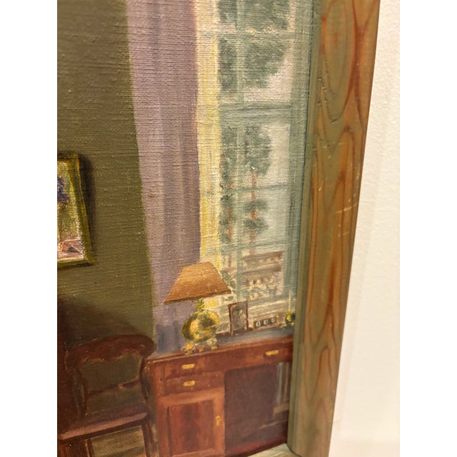 Vintage European Interiors Painting in Jewel Tone Colors, Framed For Sale In Houston - Image 6 of 7