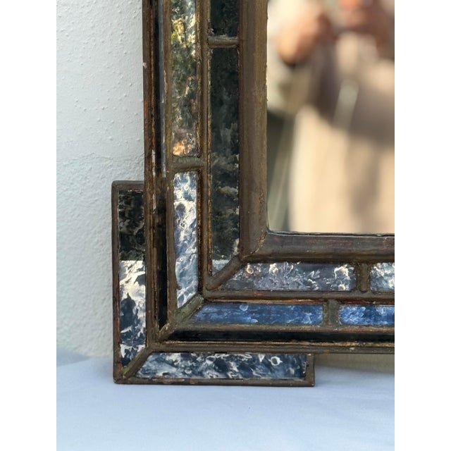 Exquisite Antique Wall Mirror~ Vintage Italian With Original Patina and Gilt Details Circa 1940 For Sale In Los Angeles - Image 6 of 12