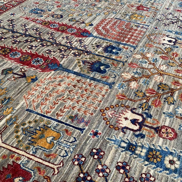Grey Persian Bakhtiari Garden Hand-Knotted Wool Rug - 9' X 11'11" For Sale - Image 16 of 17
