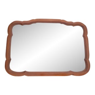Mid Century Permacraft Provincial Style Carved Solid Cherry Wall Mirror For Sale